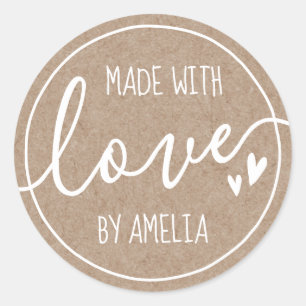 Verdacht van de liefdesnaam Hearts Kraft paper Ronde Sticker