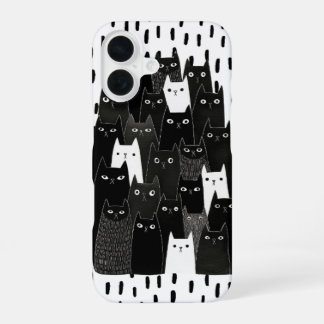 Verdachte katpatronen Grappige zwarte kat kunst on iPhone 16 Hoesje