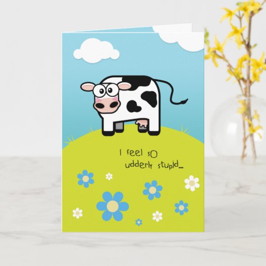 Verdachten Birthday Voel Udderly Stupid - Koe Gevo Kaart (Gele Bloem)