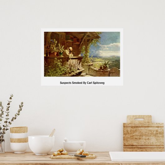 Verdachten gerookt door Carl Spitzweg Poster (Keuken)