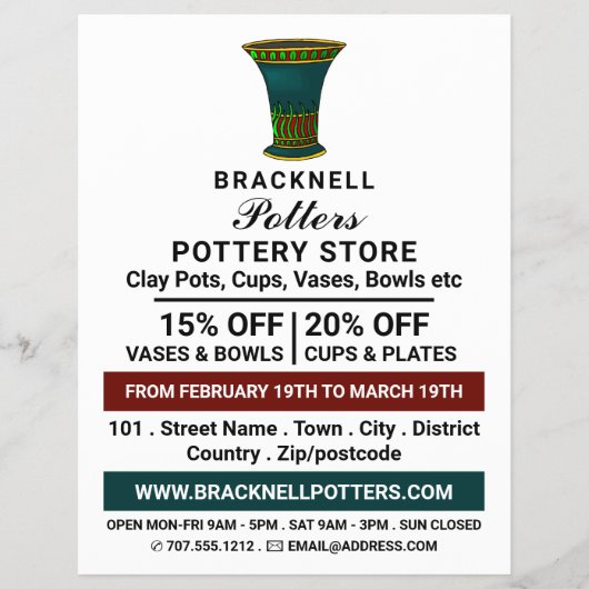 Verdampen, aardewerk, potten en omkeren flyer (Voorkant)