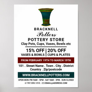 Verdampen, aardewerk, potten en omkeren poster