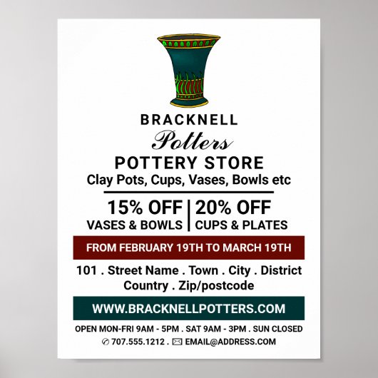 Verdampen, aardewerk, potten en omkeren poster (Voorkant)