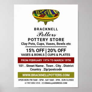 Verdampen, aardewerk, potten en omkeren poster