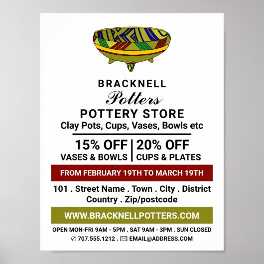 Verdampen, aardewerk, potten en omkeren poster (Voorkant)