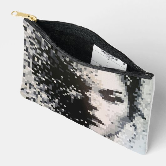 Verdamping Zwart-wit Pixel Art Portret Etui (Open)