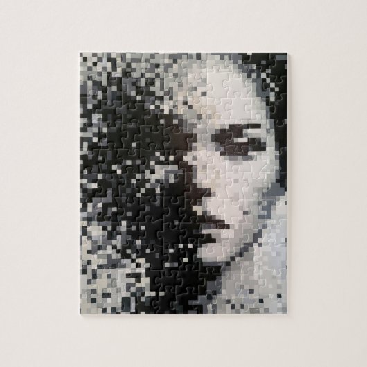Verdamping Zwart-wit Pixel Art Portret Legpuzzel (Verticaal)