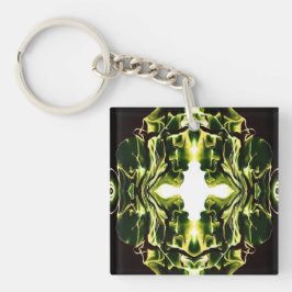 Verdant Abstract Green Gold Black White Fluid Art Sleutelhanger