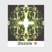 Verdant Abstract Green Gold Black White Fluid Art Sticker (Vel)
