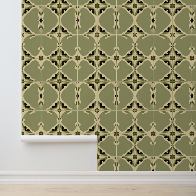 Verdant : Art Nouveau Tegel Revival Pattern Behang (Applicatie)
