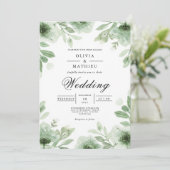 Verdant Bloom Botanische Romance bruiloft Kaart (Staand voorkant)