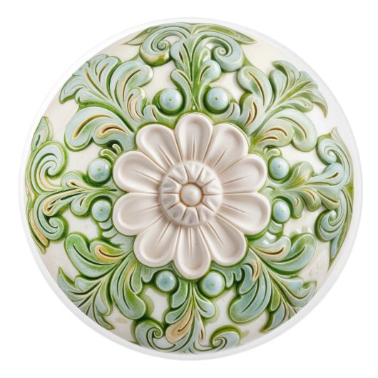 Verdant Blossom Elegance Keramische Knob Pull Keramische Knop (Voorkant)