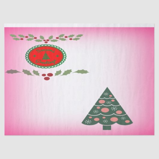 Verdant Christmas Tree Green Holly Patterns Tissuepapier (Voorkant)