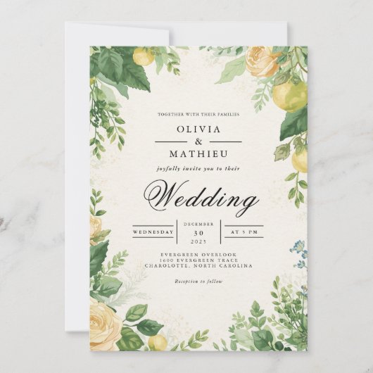 Verdant Citrus Archway Wedding Kaart (Voorkant)