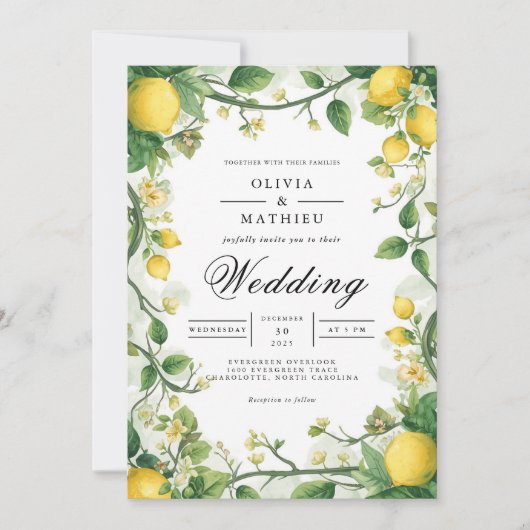 Verdant Citrus Bloom Arch Wedding Kaart (Voorkant)