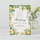 Verdant Citrus Bloom Wedding Kaart (Staand voorkant)