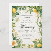 Verdant Citrus Bloom Wedding Kaart (Voorkant / Achterkant)