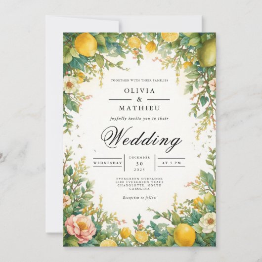 Verdant Citrus Blossom Arch Wedding Kaart (Voorkant)