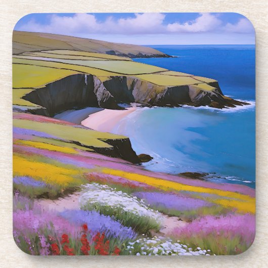 Verdant Cliffs en Azure Waves Bier Onderzetter (Voorkant)