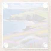 Verdant Cliffs en Azure Waves Glazen Onderzetter (Achterkant)