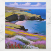 Verdant Cliffs en Azure Waves Wijn Etiket (Enkel label)