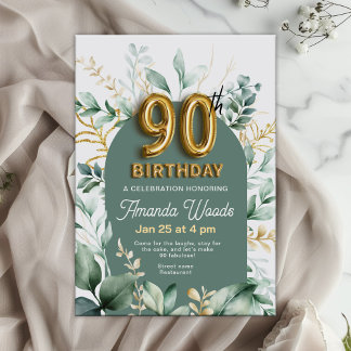Verdant Floral Gold 90e verjaardag Kaart