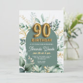 Verdant Floral Gold 90e verjaardag Kaart (Staand voorkant)