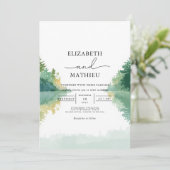 Verdant Forest Lake Wedding Kaart (Staand voorkant)