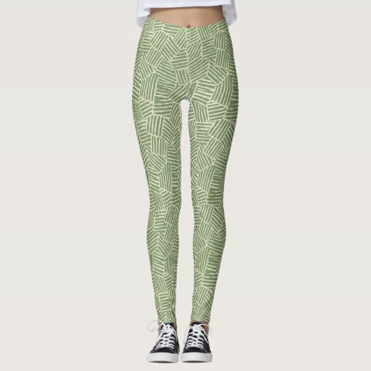 Verdant geweven lijnen | Middeleeuwse moderne geom Leggings (Voorkant)