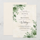 Verdant Green Floral Wedding Kaart (Voorkant / Achterkant)