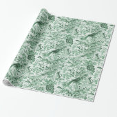 Verdant Green Toile de Jouy Cadeaupapier (Uitgerold)