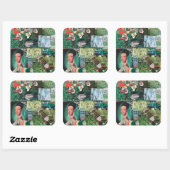 Verdant groen  collage sticker (Vel)