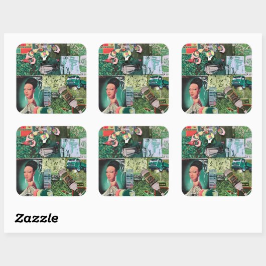 Verdant groen  collage sticker (Vel)