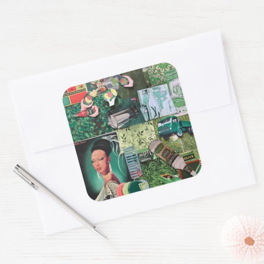 Verdant groen  collage sticker (Envelop)