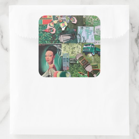 Verdant groen  collage sticker (Tas)