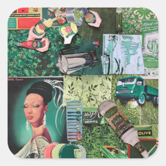 Verdant groen  collage sticker