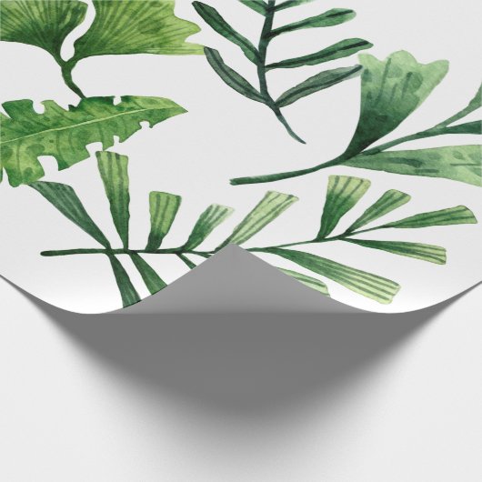 Verdant Impressions Watercolor Green Leaves Wrappi Cadeaupapier (Hoek)