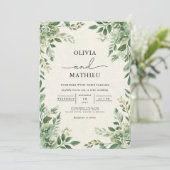 Verdant Leafy Botanical Flourish Wedding Kaart (Staand voorkant)