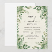 Verdant Leafy Botanical Flourish Wedding Kaart (Voorkant / Achterkant)