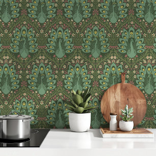 Verdant Peacocks Art Nouveau Behang