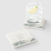 Verdant Peaks Misty Forest Botanical Stone Coaster Stenen Onderzetter (Zijkant)