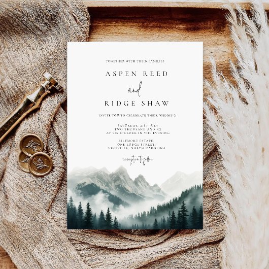 Verdant Peaks Misty Forest Invitation Save The Date