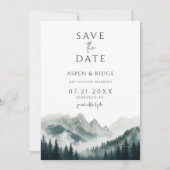 Verdant Peaks Misty Forest Save the Date QR Code Kaart (Voorkant)