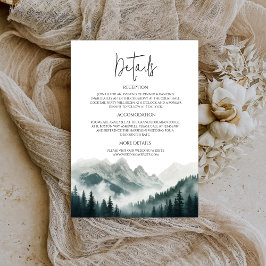 Verdant Peaks Misty Forest Watercolor Informatiekaartje