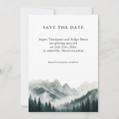 Verdant Peaks Misty Forest Watercolor Save The Date (Achterkant)