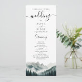 Verdant Peaks Mountain Wedding Program Programmakaart (Staand voorkant)