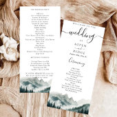 Verdant Peaks Mountain Wedding Program Programmakaart