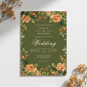 Verdant Peony Bloom Wedding Kaart