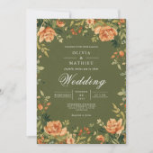 Verdant Peony Bloom Wedding Kaart (Voorkant)