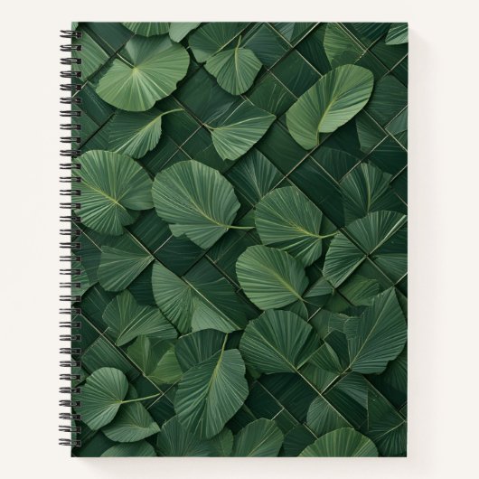 Verdant Rhythm: Tropical Leaf Grid Notitieboek (Voorkant)